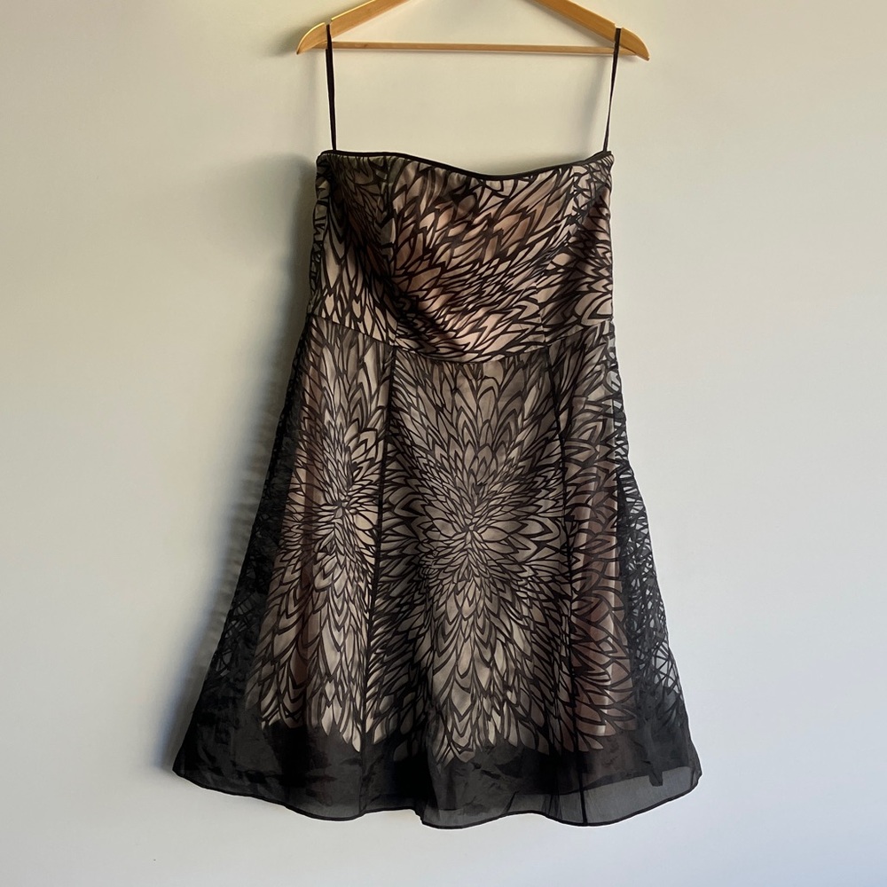 White House Black Market Strapless Black and Pink Dress